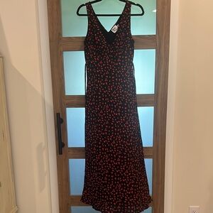 maxi dress with sleeves near me Printed Tie Neck Long Sleeve Maxi Dress